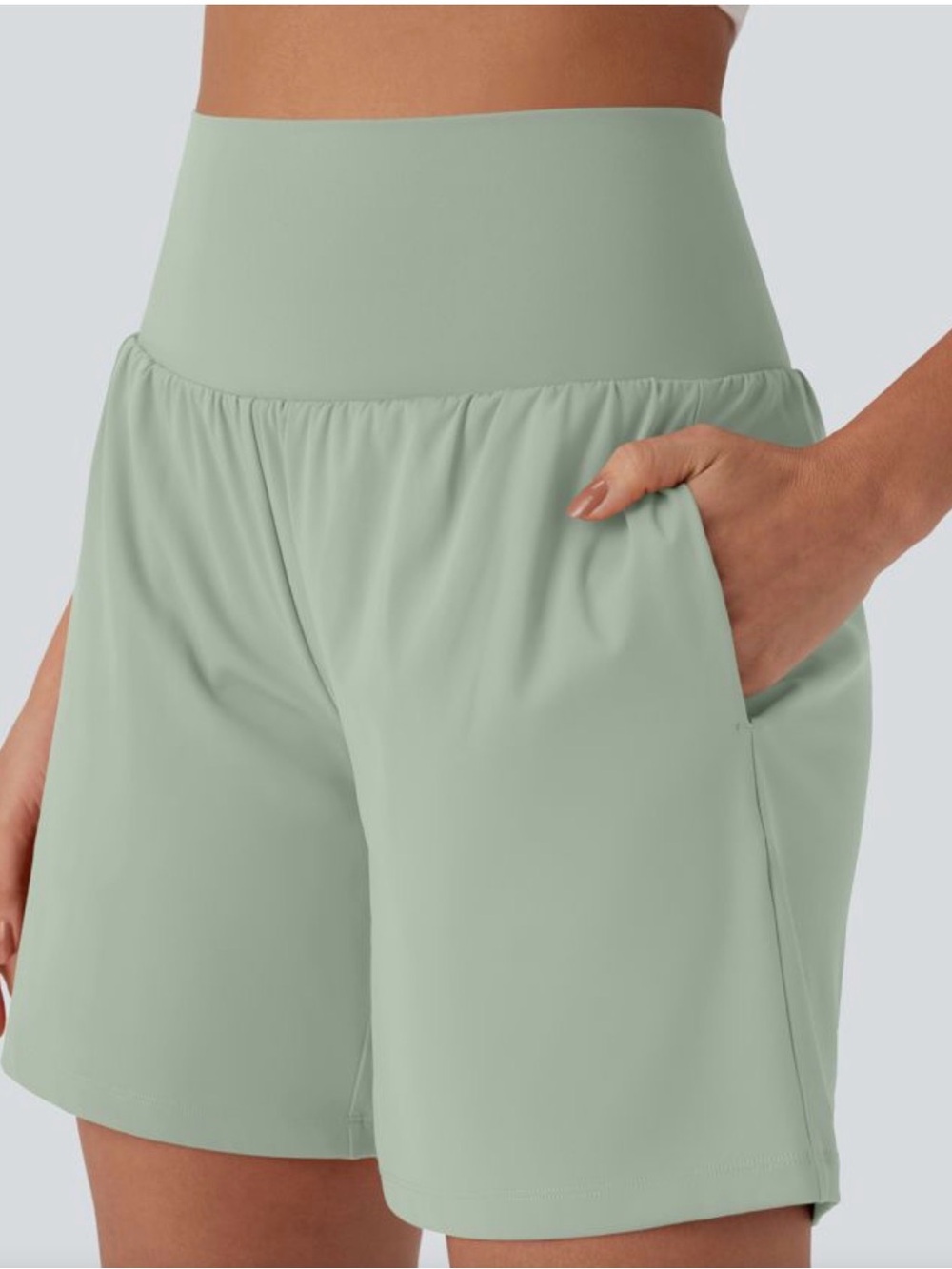 HALARA High-Waist Active Shorts in Sage Green
